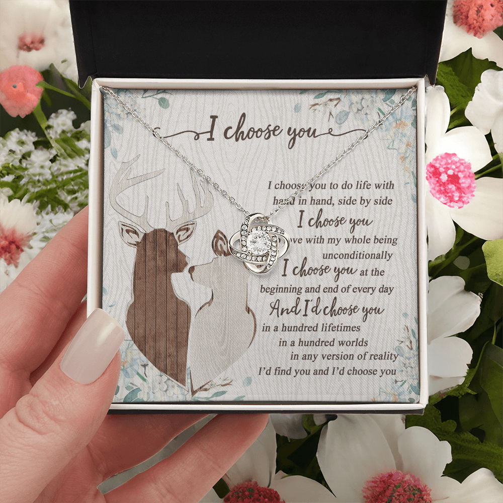 To My Smokin' Hot Doe Necklace From Husband, Boyfriend, I Choose You Hunting Love Knot Necklace Smokin' Hot Gift for Her Romantic, Girlfriend Gift Necklace Soulmate Gift Necklace With Message