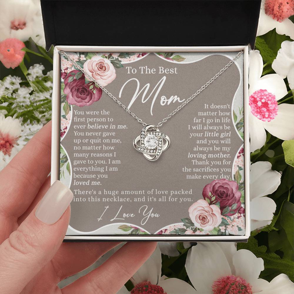 Mom Gift Necklace, To The Best Mom Love Knot Necklace Gift From Daughter, Mother And Daughter Gift Necklace Personalized Gift Necklace For Mom, Mother Thank You Love Knot Necklace Gift For Women Love Knot Necklace 6323