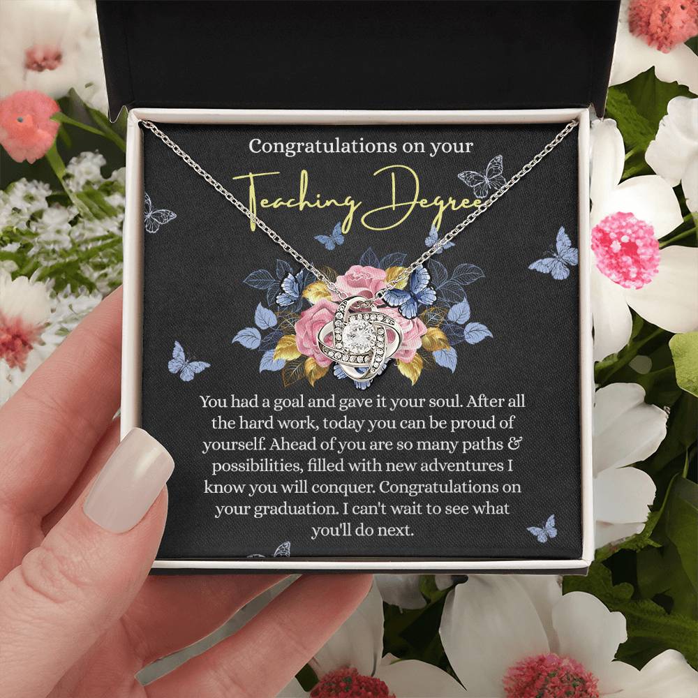 Teacher Degree Graduation Gift Necklace, Graduation Gift For Teachers, Congratulations On Your Teaching Degree Necklace, New Teacher Gift Necklace On PhD Graduation Gift Class of 2026 Graduating