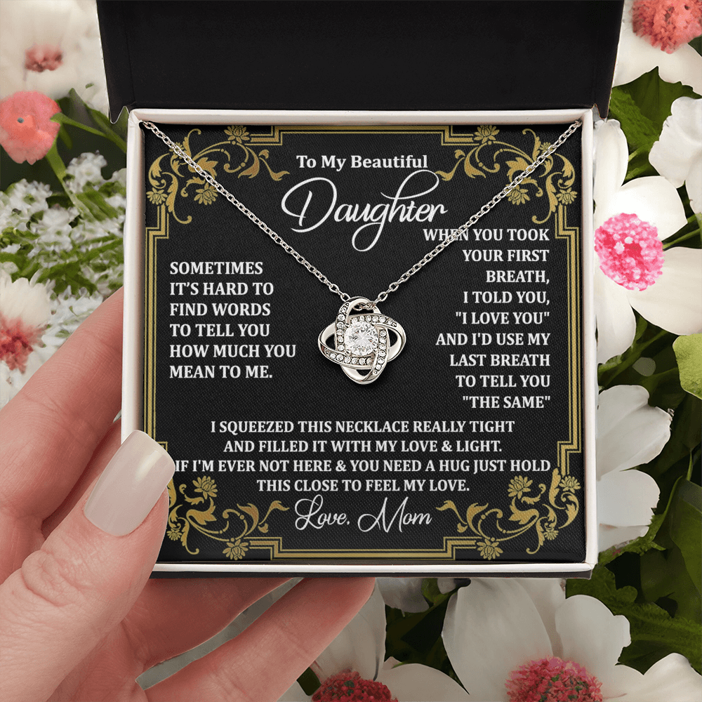 Personalized Gift Necklace For Daughter, Message Card Jewelry, Handmade Necklace  For Daughter Message Card & Box, To My Beautiful Daughter Necklace From Mom Gift Pendant Mother And Daughter Gift