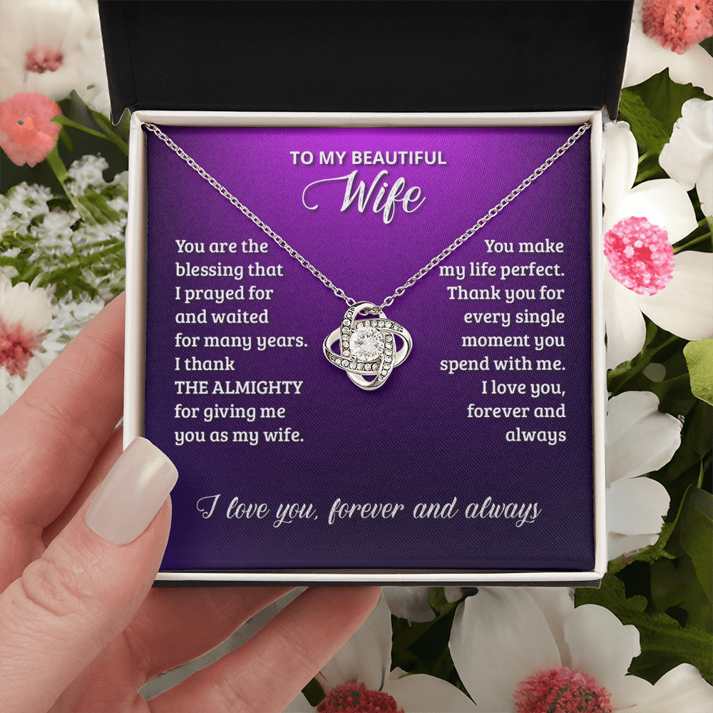 Beautiful Wife Gift Necklace, To My Wife Necklace From Husband, Wife Love Knot Necklace From Husband, Jewelry Gift For Women Badass Wife Gift Necklace, Soulmate Gift Necklace Gift From Men