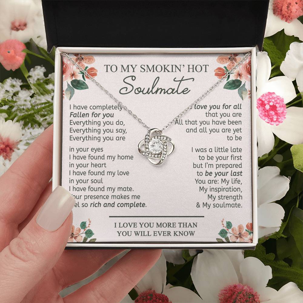 To My Smokin' Hot Soulmate Necklace From Husband Birthday Christmas Jewelry Gift For My Wife Love Knot Pendant Gift For Soulmate, Personalized Gift Necklace for Future Wife Soulmate Girlfriend