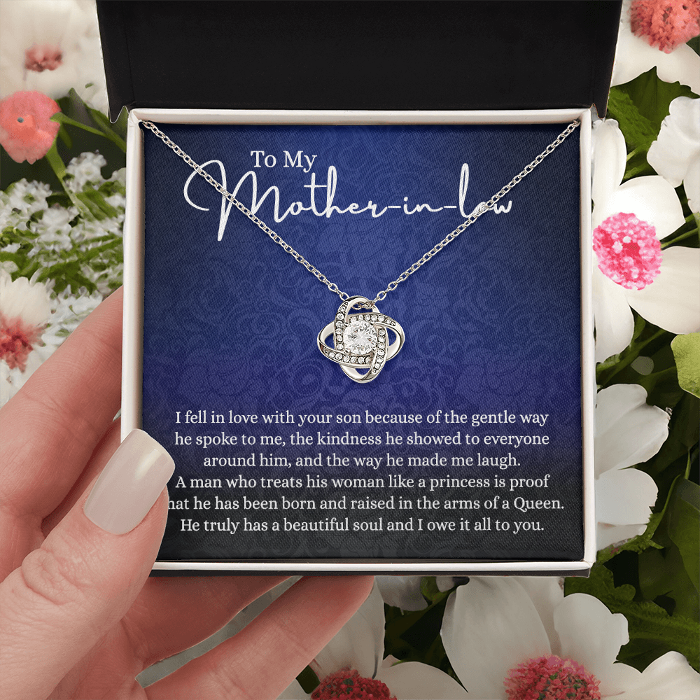 To My Mother in Law Love Knot Necklace, Mother in Law Jewelry Gift Box, Gift Card For Mom, Necklace for Mother in Law Jewelry Gift For Women, To My Mother-in-law On Wedding Day Mother's day Necklace