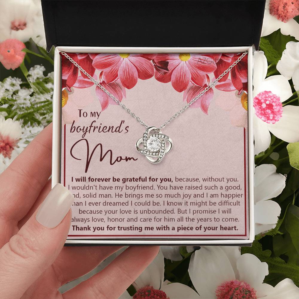 To My Boyfriend's Mom Necklace From Girlfriend Mom, Boyfriends Mom Love Knot Necklace, Boyfriend's Mom Gift Necklace, Boyfriend's Mom Gifts Necklace On Mother's Day, Xmas Present Jewelry For Women