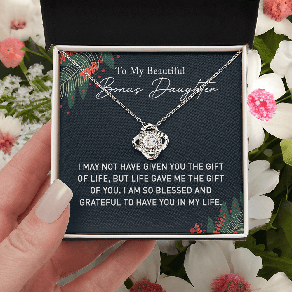 Daughter Gift Necklace, Step Daughter Birthday Gift Pendant Gift For Bonus Daughter, Mother To Bonus Daughter Jewelry Gift For Girls Her, To My Beautiful Badass Daughter Necklace From Mom