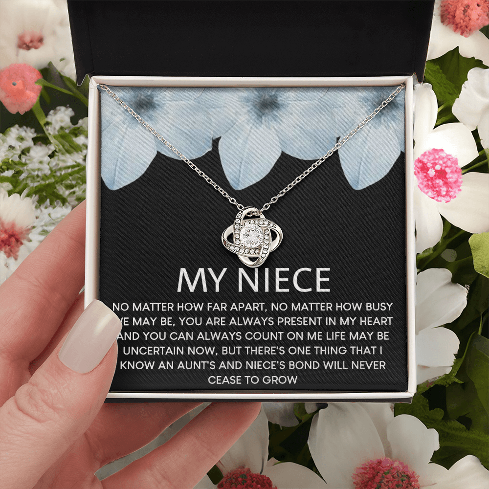 To My Niece Love Knot Necklace From Aunt, Niece Confirmation, Niece With Message Card and Gift Box Necklace Gift from Aunt or Uncle Aunt Niece Necklace, Niece Birthday Gift, Niece Graduation Gift