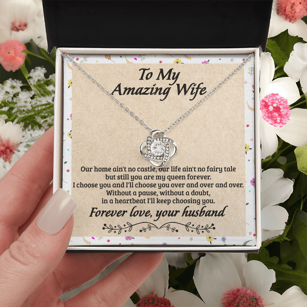 To My Wife Necklace From Husband, Amazing Wife Gift Necklace, Husband And Wife Love Knot Necklace - Necklace For Amazing  Wife From Husband, Wife Necklace On Anniversary, Valentine Day, Christmas