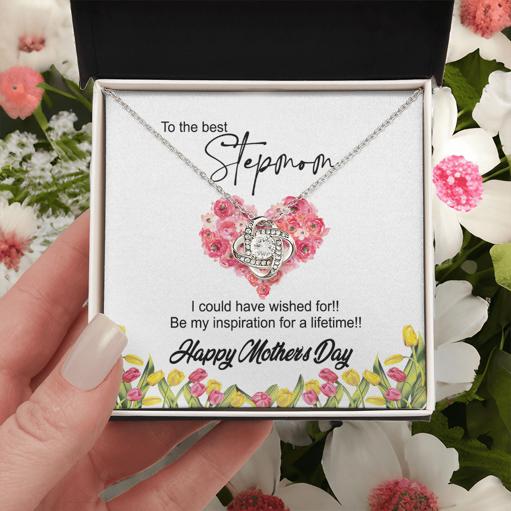 To The Best Stepmon Necklace, Happy Mother's Day Necklace Gift From Daughter, Son To My Step Mom Necklace From Daughter, Stepmom Gift Necklace, Boyfriend's Mom Gift Necklace, Love Knot Gift For Mom
