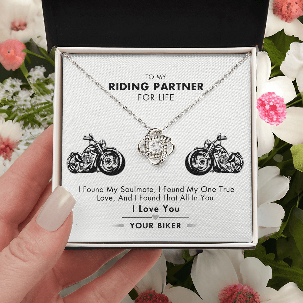 Customized Gift Necklace, To My Riding Partner For Life Necklace Gift From Husband Love Knot Necklace And Message Card Gift Box For Riding Partner For Life Jewelry Pendant Gift For Women Soulmate