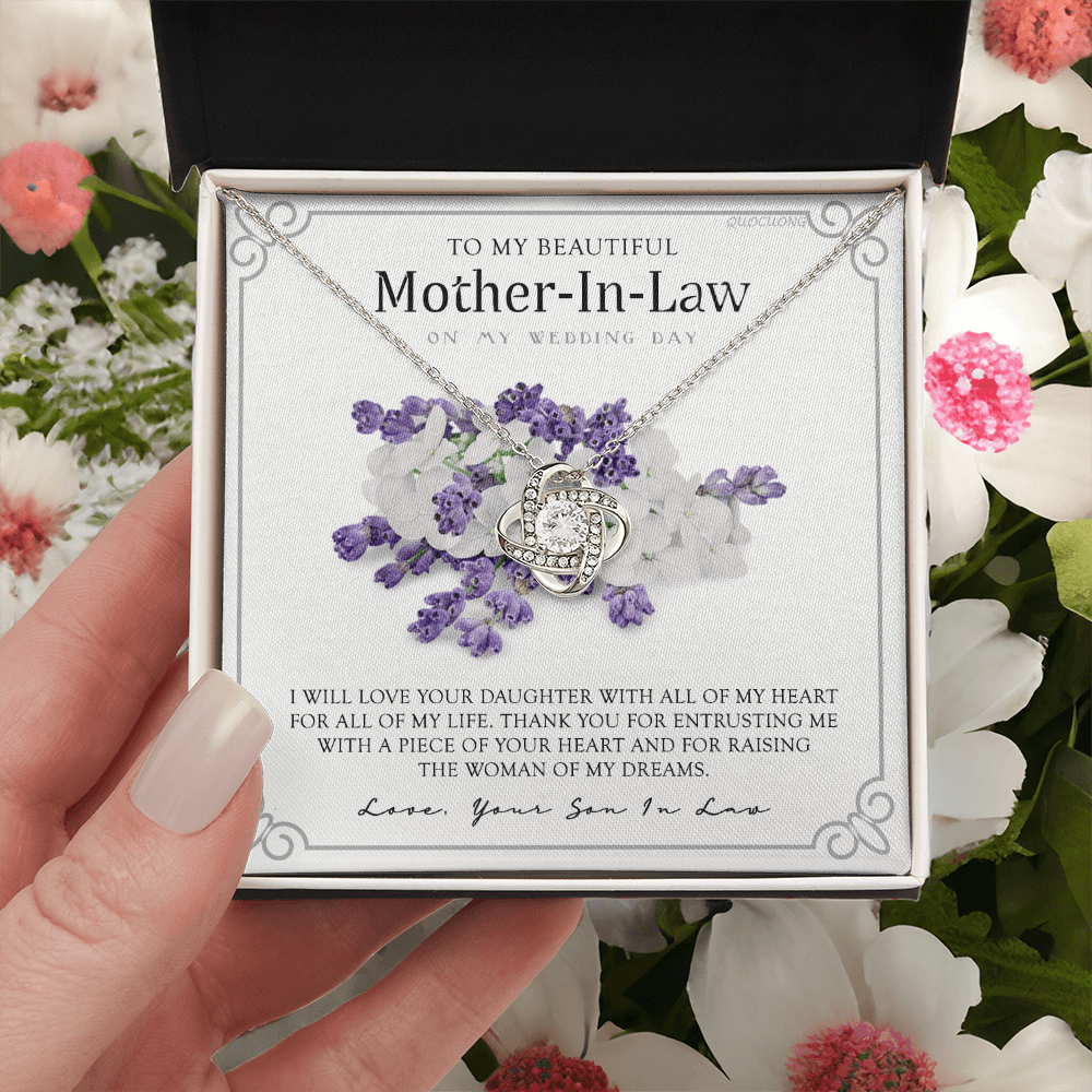 Mother In Law Necklace, My Wedding Day Necklace Gift For Mother In Law, To My Beautiful Mother In Law Necklace From Son In Law, My Heart My Life Necklace Gift For Mother, Mother In Law Gift Necklace