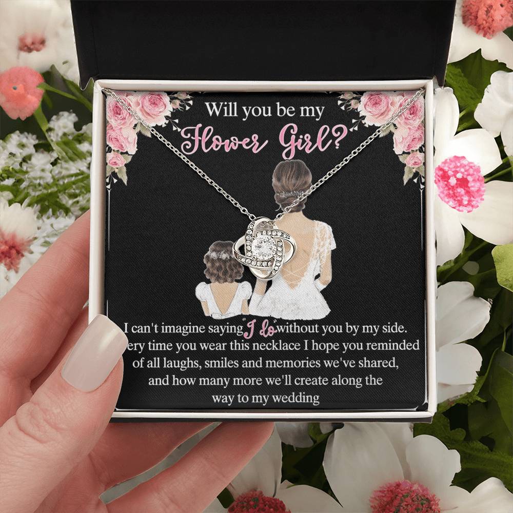 To My Daughter Love Knot Necklace From Mom And Daughter Pendant Gift For Daughter Will You Be My Hower Girl From Mother To Daughter Jewelry Gift For Girls, Daughter On Your Wedding Day Necklace Gift