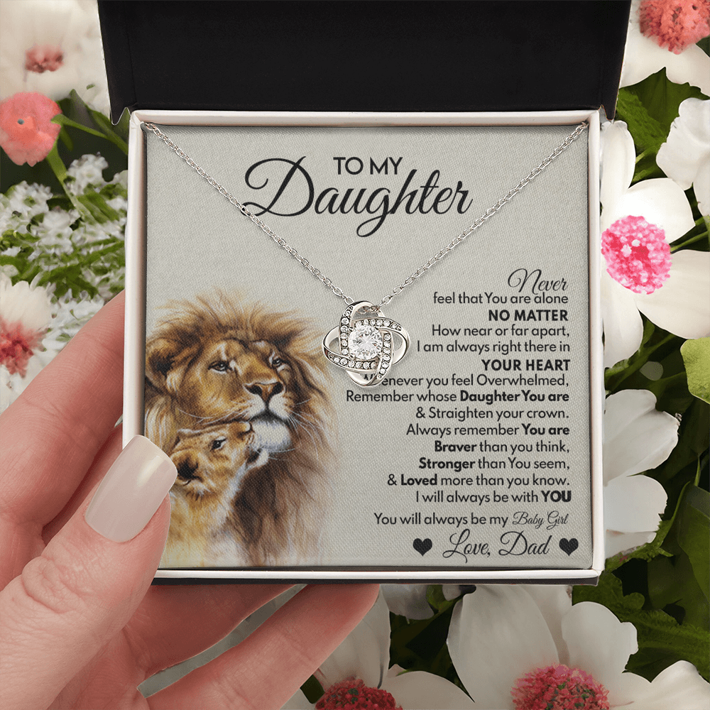 Daughter Gifts Necklace From Dad, To My Daughter Lion And Necklace Gift On Birthday Gift Graduation Gift for Daughter From Dad, Father Daughter Jewelry Gift For Girls, Little Girl Necklace