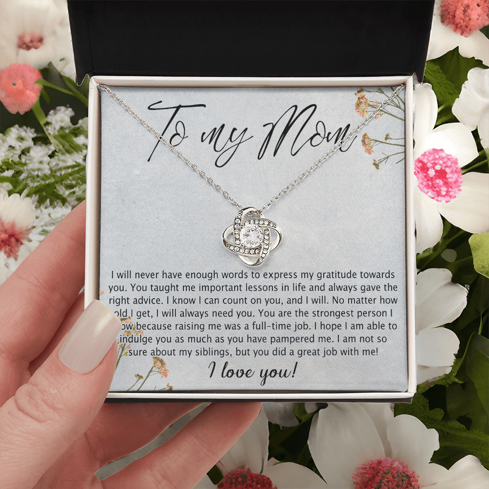 Mom Gift Necklace, To My Mom Love Knot Necklace Gift From Daughter Son Gift For Mom, Mother And Daughter Gift Necklace Personalized Gift Necklace For Mom Pendant, Love Knot Necklace Gift For Women
