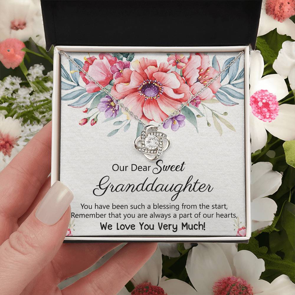 To Our Granddaughter Necklace from Grandma Grandpa, Love Knot Necklace Gift for Granddaughter, Necklace For Her, for Granddaughter Jewelry Gift For Girls On Birthday, Graduation Gift, Christmas