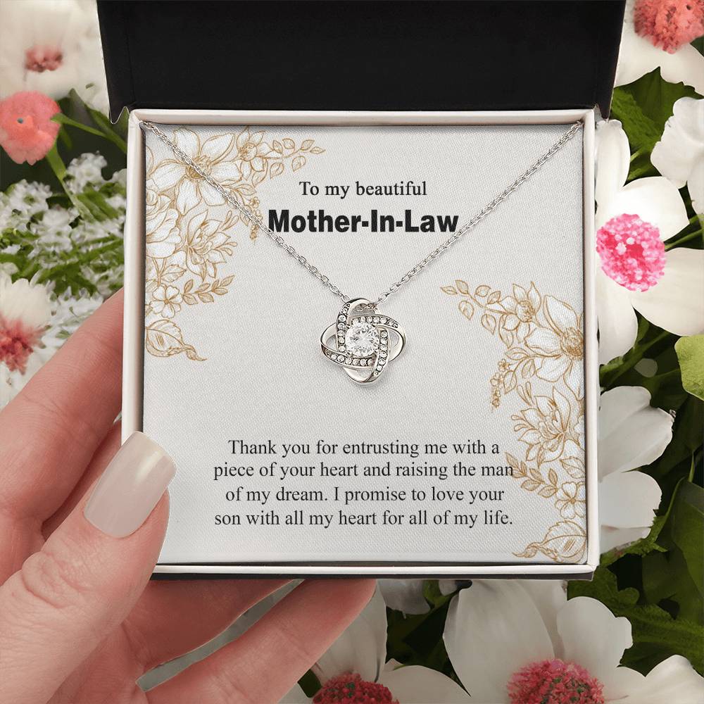 Mother In Law Necklace, Mothers Day Gifts Pendant, Birthday Gift For Mother In Law Love Knot Necklace 6323