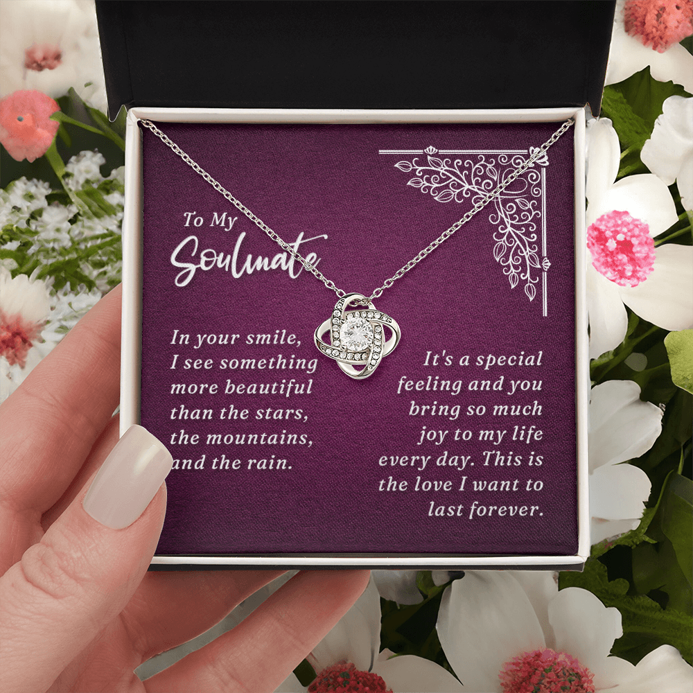 To My Soulmate Necklace From Husband, Boyfriend, Gift Necklace for Soulmate, Love Knot Necklace for Girlfriend, Soulmate Jewelry, Future Wife Gift Necklace, Necklace for Wife 14k White Gold