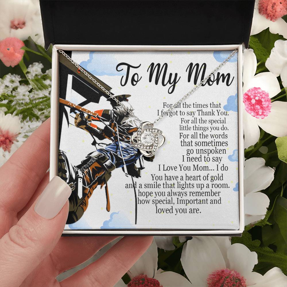 Lineman's Mom Interlocking Heart Necklace Mother Jewelry Mothers Day Gift Love Knot Necklace 6323