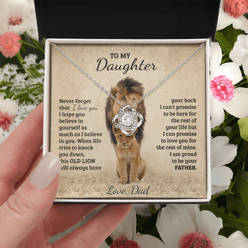 To My Daughter Gift Necklace from Dad Old Lion Your Back Believe Rest of Mine Personalized Chain Necklace Jewelry for Women Birthday Valentine Mother Jewelry Gift For Girls, Little Girl