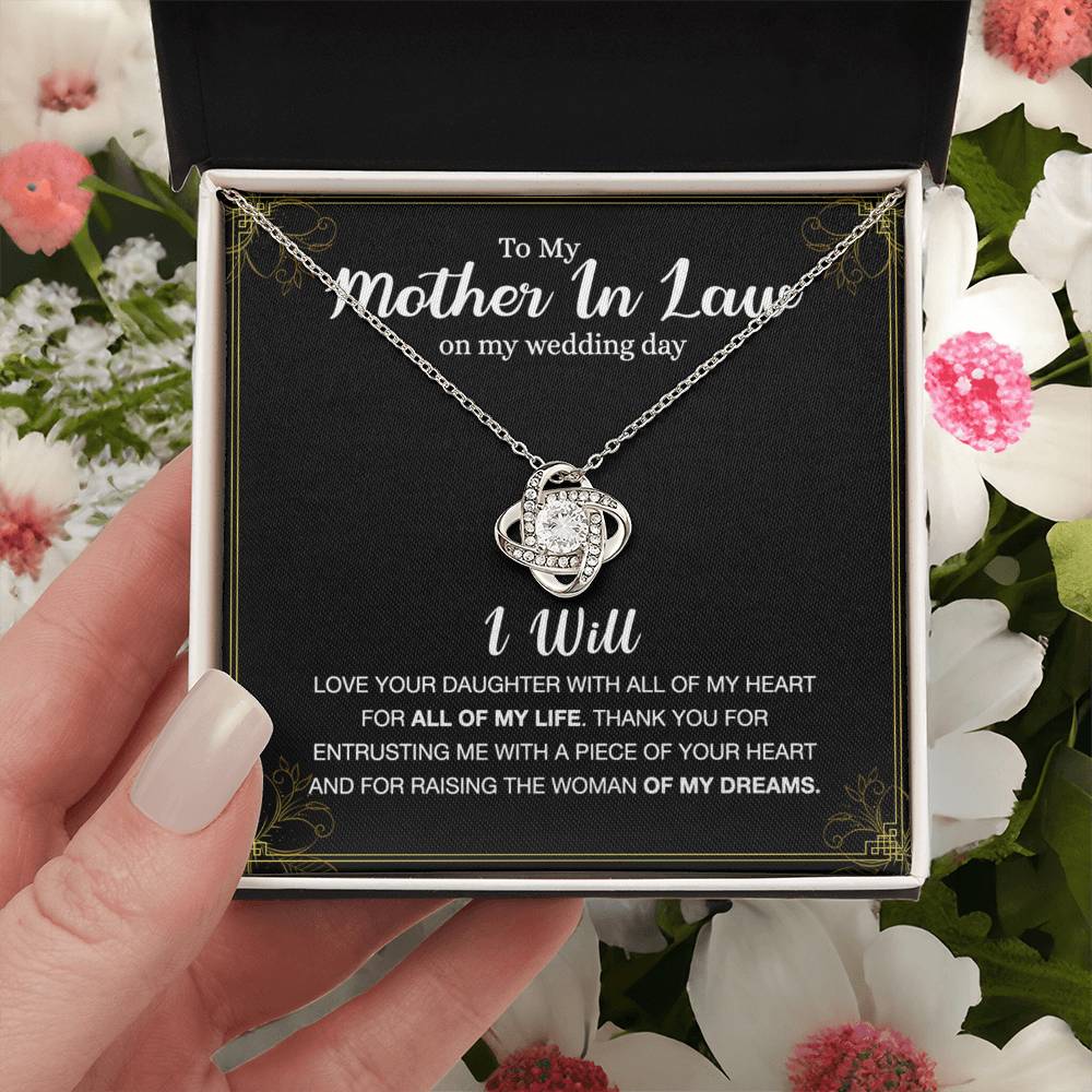 Mother In Law Gift Necklace, To My Mother In Law Love Knot Necklace Gift From Daughter, Mother In Law On My Weding Day Necklace, The Love Knot Necklace Gift On Wedding Day For Mother In Law Jewelry Love Knot Necklace 6323