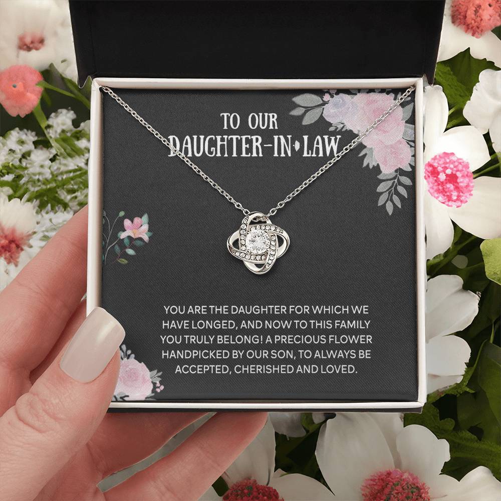 Personalized Gift Necklace From Mother In Law - Daughter Love Knot, To Our Daughter-In-Law Gift Necklace From Mother-in-Law, Daughter-in-Law Pendant Gift On Birthday Gift, Graduation Gift