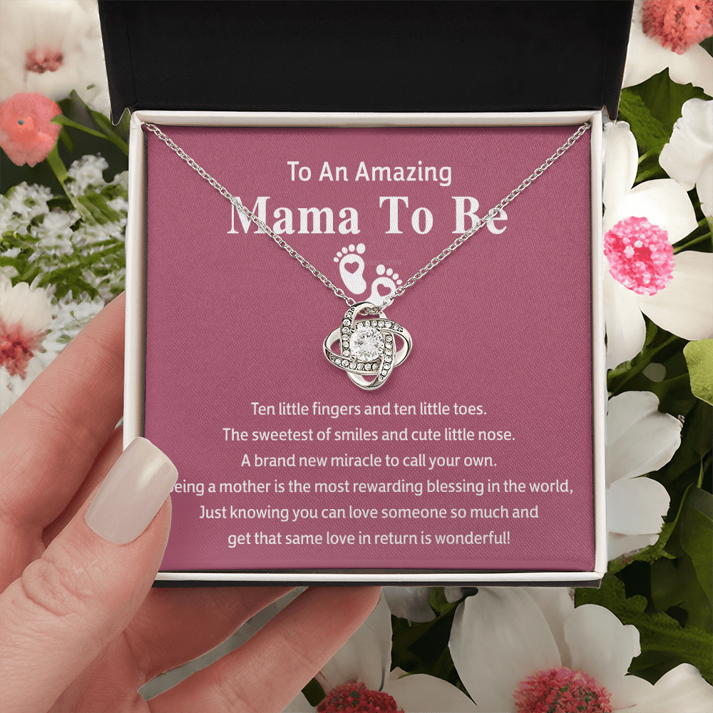 Mama To Be Gift Necklace, To An Amazing Mama To Be Necklace From Daughter, Mama To Be Love Knot Necklace, Wonderful Mom Gift Necklace From Daughter, Jewelry Gift For Women, Mama To Be Necklace Gift