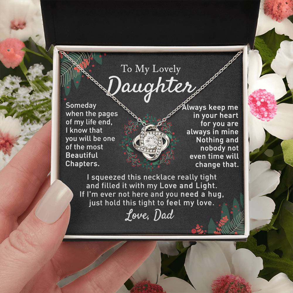 To My Beautiful Daughter Love Knot Necklace, Gift For From Mom, Necklace Daughters Necklaces Mom With Jewelry Women Mother A Necklaces Beautiful Daughter, Mother And Daughter Necklace Gift For Girl