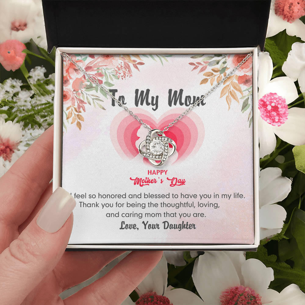 Happy Mother's Day Necklace, To My Mom Love Knot Necklace From Daughter, Badass Mom Necklace Gift For Mom Thank You Necklace Gift For Mom, Mother And Daughter Jewelry Gift For Women, Bonus Mom