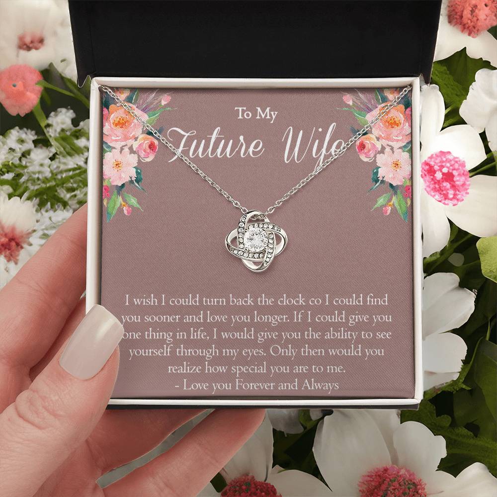 To My Future Wife Necklace From Future Husband, Personalized Gift Necklace for Future Wife, Girlfriend Pendant Jewelry for Fiance Romantic Gifts Necklace For Her, Love Knot Necklace Gift For Wife