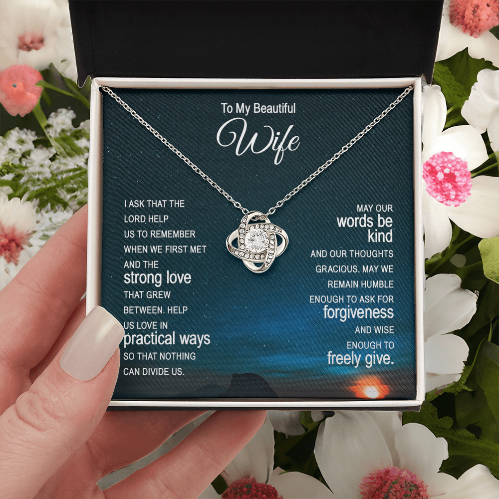 Beautiful Wife Gift Necklace, To My Wife Necklace From Husband, Wife Love Knot Necklace From Husband, Jewelry Gift For Women Badass Wife Gift Necklace, Soulmate Gift Necklace, Strong Love Pendant
