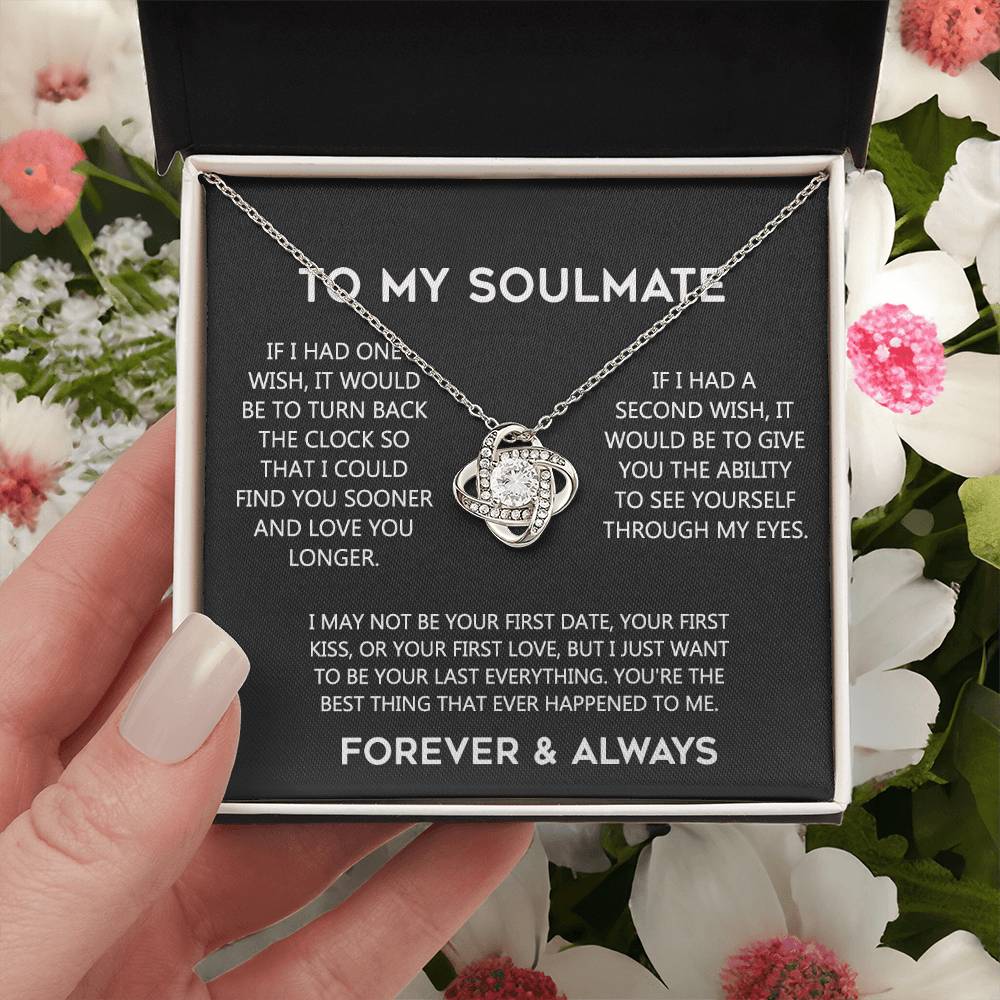 To My Soulmate Love Knot Necklace Gift From Husband, Boyfriend To Wife, Soulmate Gift Necklace On Valentines Day Anniversary, Christmas Gift Necklace for Her Romantic, Girlfriend Gift Necklace