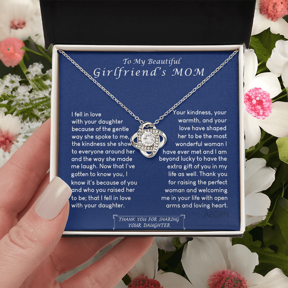 To My Girlfriend's Mom Necklace, Beautiful Girlfriend's Mom Necklace From Daughter Girlfriend's Mom Love Knot Necklace Gift Necklace For Girlfriend's Mom From Daughter Girlfriend's Mom Gift Necklace
