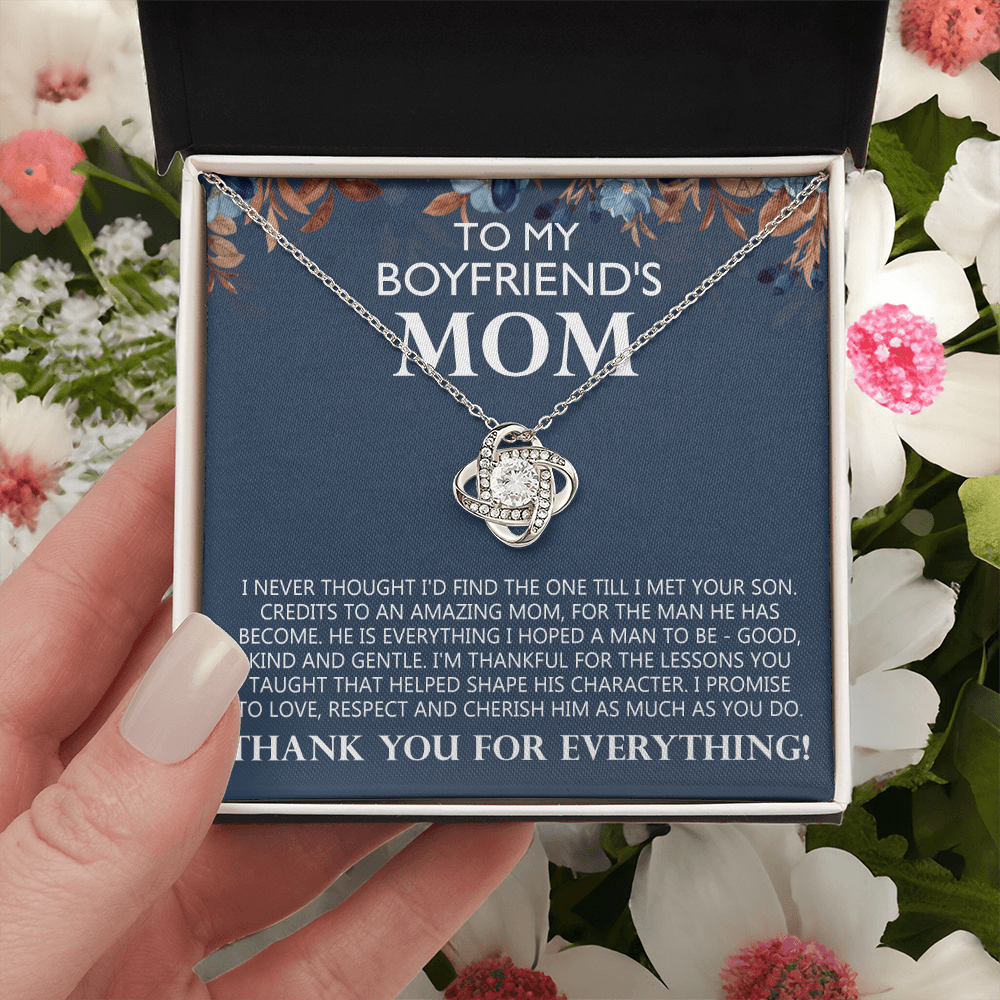 Boyfriend's Mom Gift Necklace, To My Boyfriends Mom Necklace From Girlfriends, Love Knot Necklace Gift For Boyfriends Mom, Jewelry For Boyfriend's Mom, Mothers Day Necklace For Boyfriends Mom