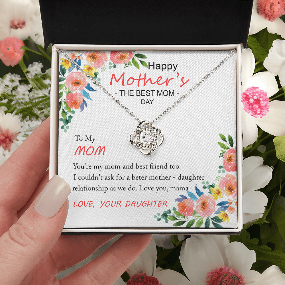 Happy Mother''s Day Gift Necklace, To My Mom Love Knot Necklace Gift From Daughter And Mother Love Knot Pendant Gift For Mom Bonus Mom Gift Necklace, The Best Mom Necklace, Jewelry Gift For Women