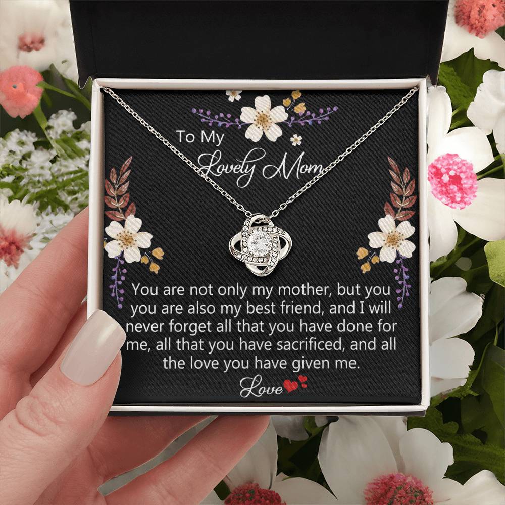 Lovely Mom Necklace, To My Mom Necklace From Daughter Gift For Mom On Birthday Gift Anniversary, Mother' Day Wedding Day Necklace Gift For Mom, Lovely Mom Jewelry Gift For Women, Mom Gift Necklace Love Knot Necklace 6323