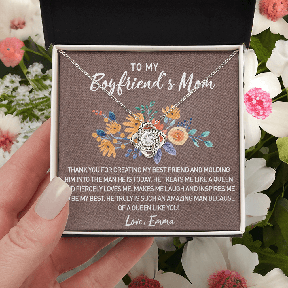 To My Boyfriend Mom Necklace From Girlfriend,  Pendant For Boyfriend's Mom Gift Necklace, Love Knot Necklaces For Boyfriends Mom Gift On Christmas, Mothers Day For Boyfriend Mom, Jewelry For Her