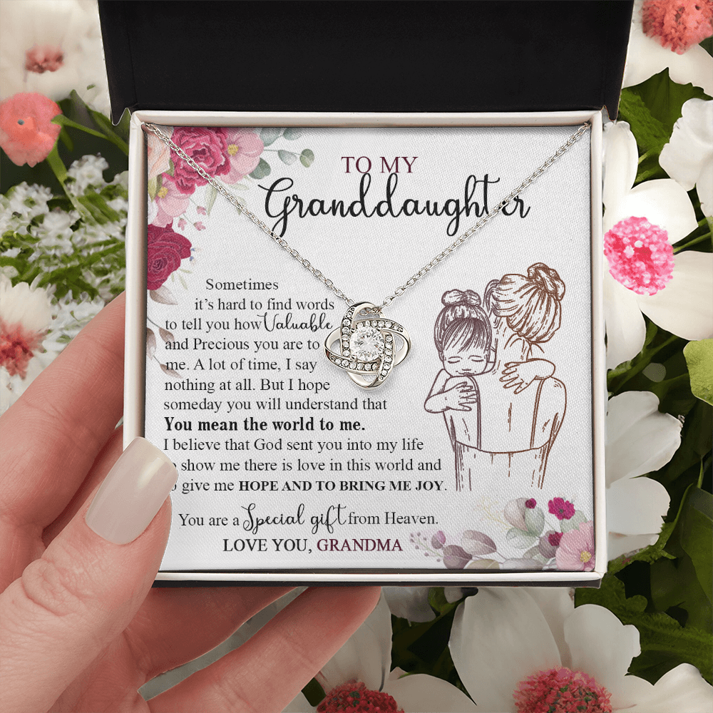Granddaughter And Grandma Necklace, Jewelry Gift Necklace For Granddauhter - To My Granddaughter Necklace From Grandma, Love Knot Necklace For Granddaughter, Special Necklace From Heaven Necklace
