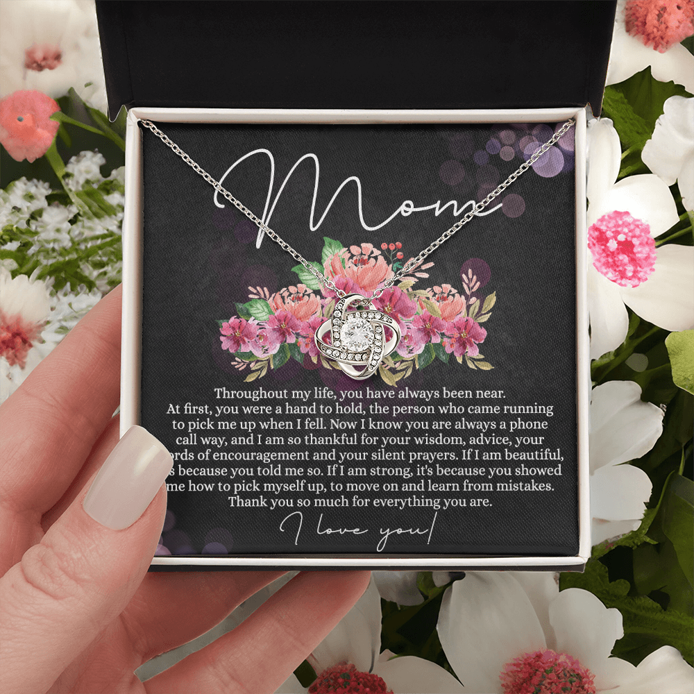 Mom Gift Necklace, To My Mom Love Knot Necklace From Daughter, Thank You Necklace Gift For Mom, Mother's Day Necklace Gift For Mom, Birthday Gift For Mom, Anniversary Jewlry Gift For Women