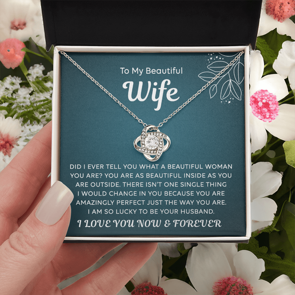 Wife Gift Necklace, To My Beautiful Wife Necklace From Husband, Wife Love Knot Necklace From Husband, Jewelry Gift For Women, Beautiful Women, Badass Wife Gift Necklace, Soulmate Gift Necklace