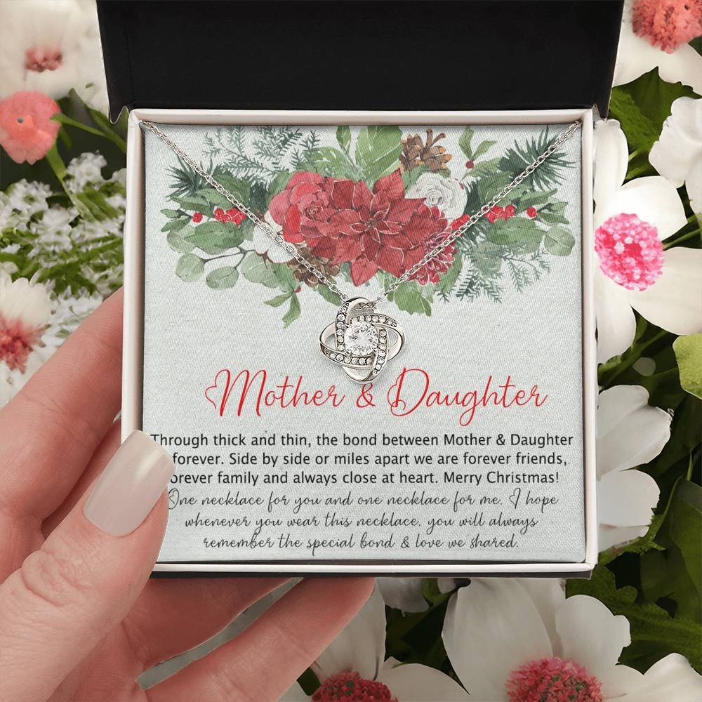 Mother And Daughter Gift Necklace, To My Mom Love Knot Necklace Gift From Daughter, Merry Christmas Necklace Gift For Mom, Mother To Daughter Gift Necklace, Jewelry Gift For Women, Mother Daughter Love Knot Necklace 6323