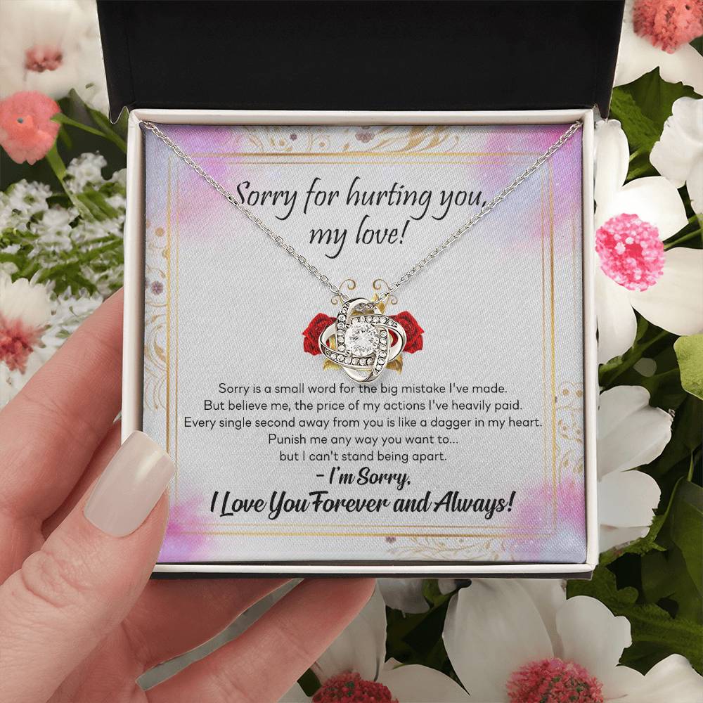 To My Girlfriend Necklace From Boyfriend, Husband, Sorry For Hurting You, My Love Knot Necklace With Message Card, I'm Sorry Gift Necklace For Soulmate, Wife On Valentine Day Gift For Wife, Soulmate