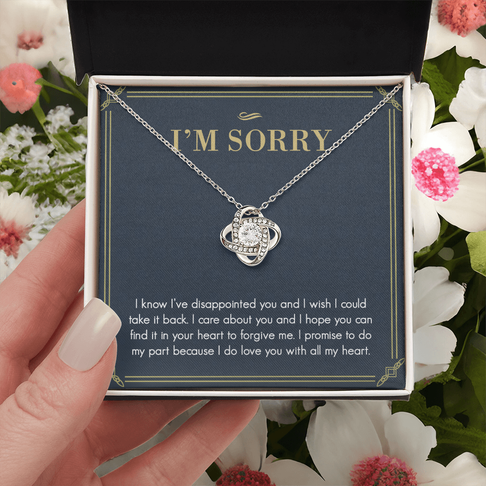 I'm Sorry Gift Necklace For Her, For Girlfriend, Soulmate, Please Forgive Me Gift Necklace, I'm Sorry Love Knot Necklace From Boyfriend, Husband - Love Knot Pendant Gift For Girlfriend, Soulmate