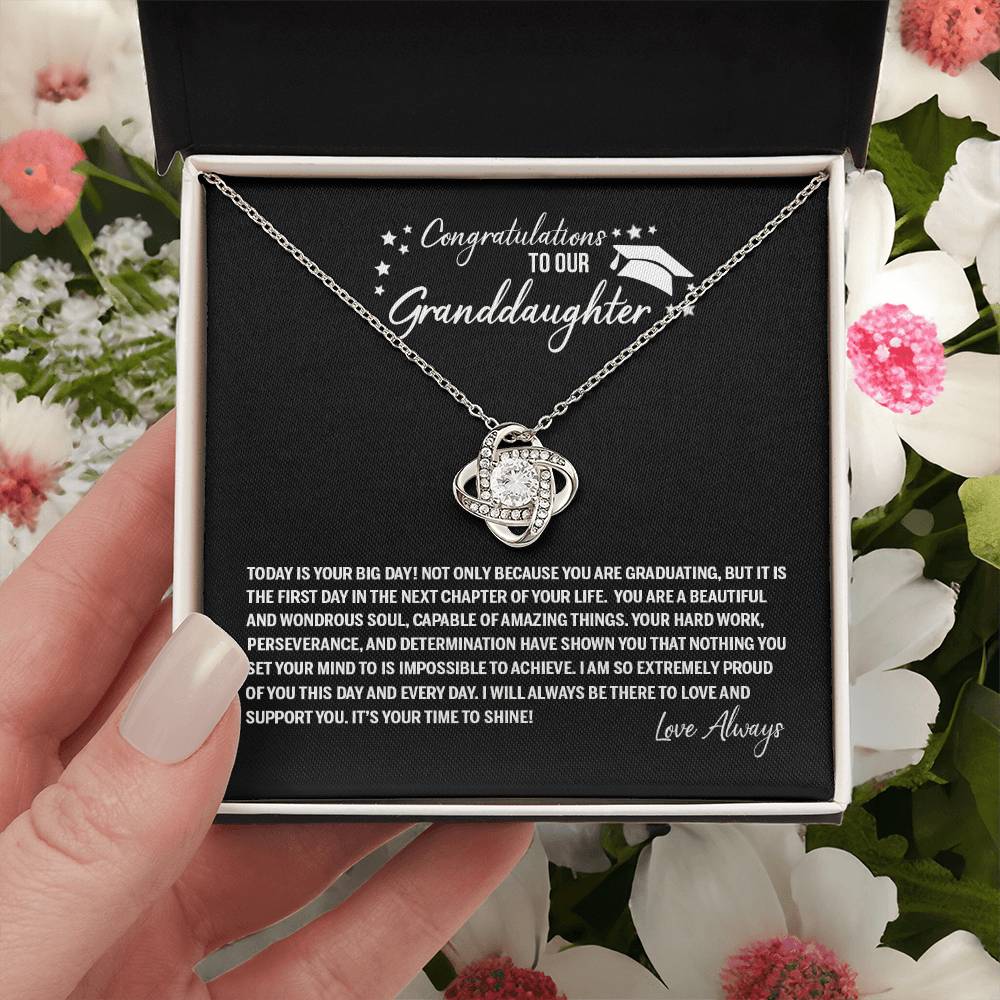 Congratulations Necklace Gift For Her, To Our Granddaughter Love Knot Necklace From Grandparents, Necklace Gifts On Phd Graduation Gifts High School Graduation Gift Graduating Class of 2024 Senior Love Knot Necklace 6323