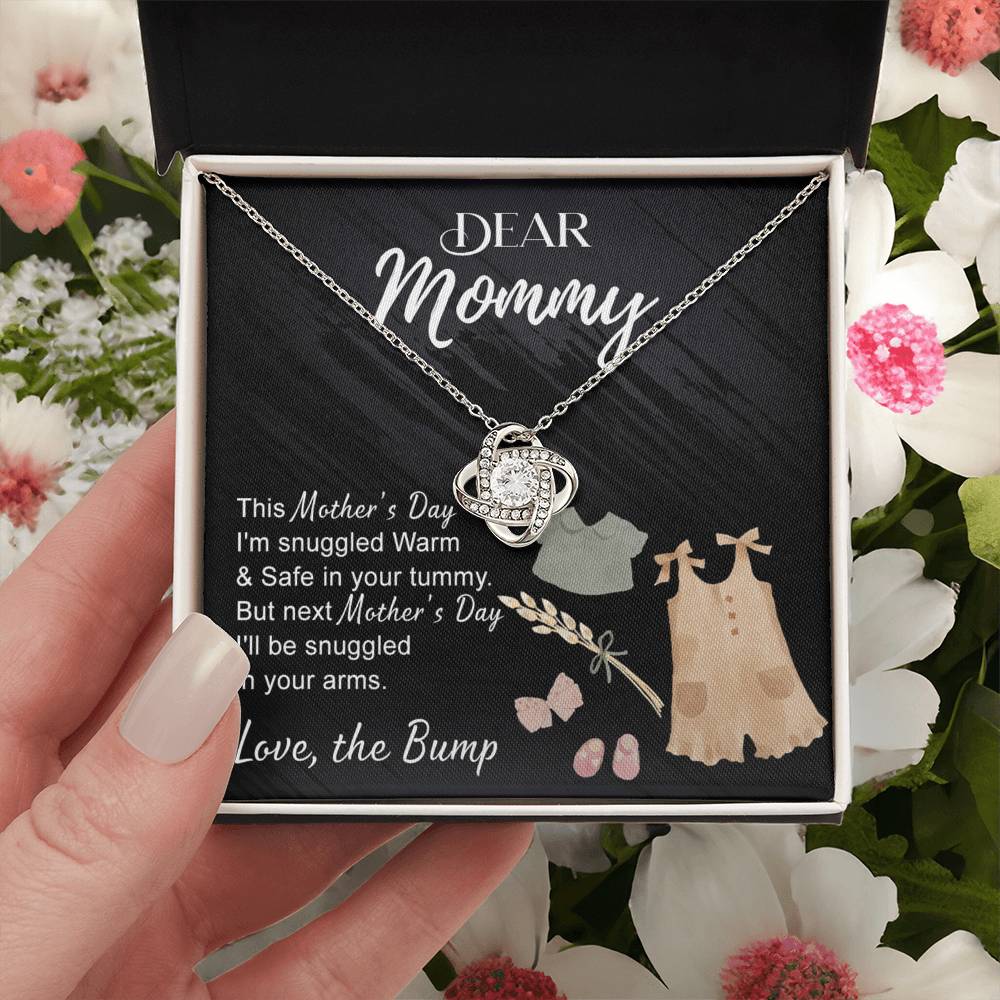 Dea Mommy Necklace Mothers Day Love Knot Necklace, Mothers Day Gifts for Pregnant Wife, Happy Mothers Day Necklace Gift for Moms to Be, Mother To Be Mothers Day Gift, To My Mommy Necklace from Bump Love Knot Necklace 6323