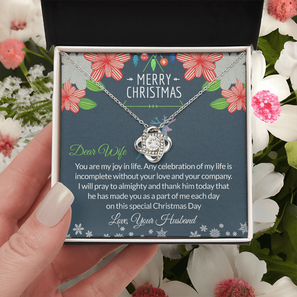 Dear Wife Gift Necklace, To My Wife Necklace From Husband, Merry Christmas Necklace Gift For Wife, Husband To Wife Love Knot Pendant, Christmas Necklace For Wife Christmas, Jewelry Gift For Women