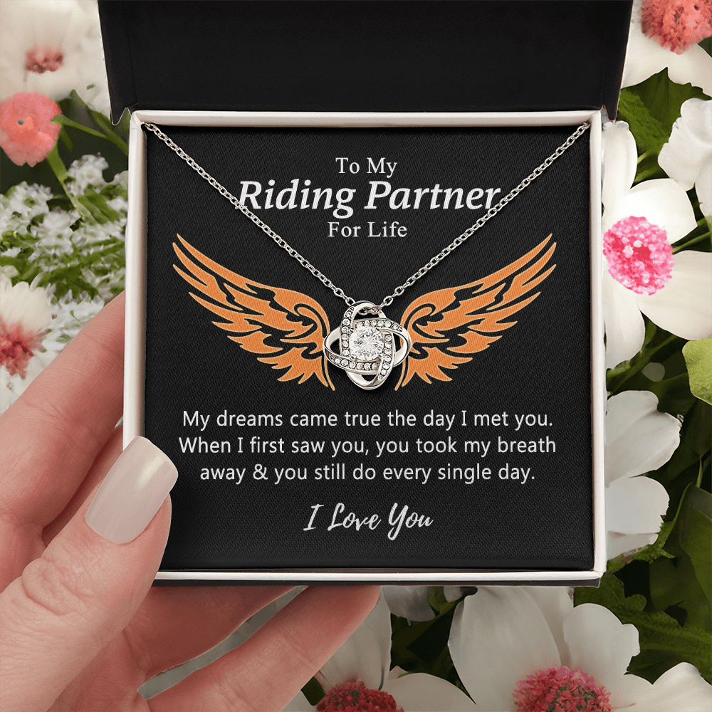 To My Riding Partners For Life Necklace, Gift Necklace For Motorcycle Wife, Love Knot Necklace Gift For Biker Wife, Necklace Gift for Girlfriend, Wife on Valentines Day, Romantic Gift Neklace Birthday