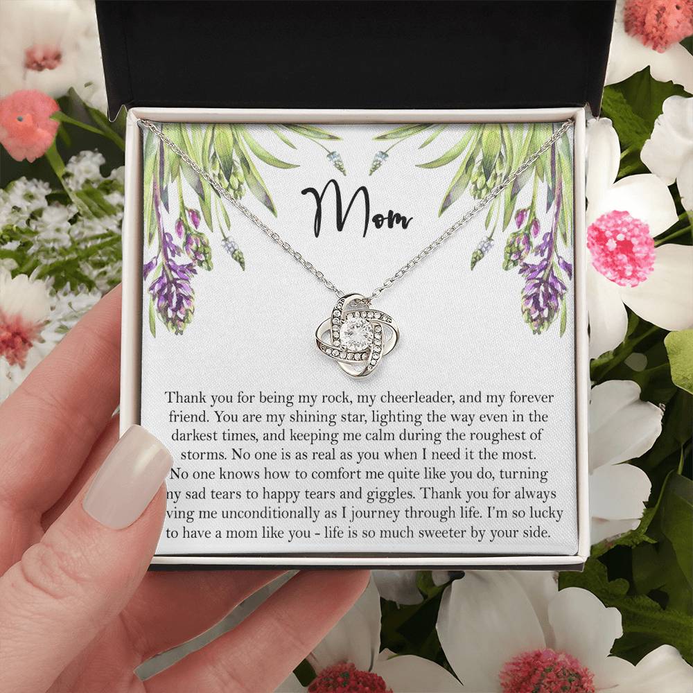 Thank You Mom Gift Necklace, To My Mom Love Knot Necklace Gift From Daughter And Mother Love Knot Pendant Gift For Mom, Bonus Mom Gift Necklace Thank You Pendant Gift For Mom, Jewelry Gift For Women