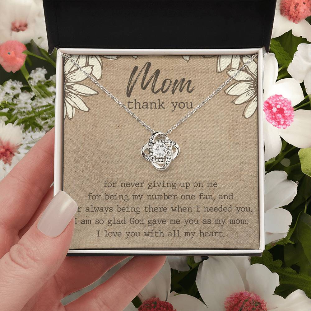 Thank You Gift necklace For Mom, To My Mom Love Knot Necklace Gift From Daughter, Jewelry Gift For Women, Mother Daughter Gift Necklace For Bonus Mom Gift Necklace Second Mom New Mom Gift Necklace