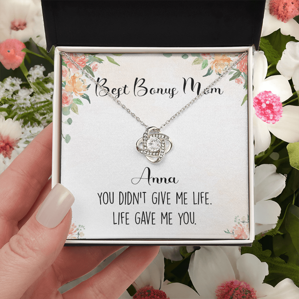 Personalized Necklace Gift For Bonus Mom, To The Best Bonus Mom Necklace From Bonus Daughter, Custom Name Card Necklace Gift For Bonus Mom, Jewelry For Women, Bonus Son Gift On Mothers Day, Birthday