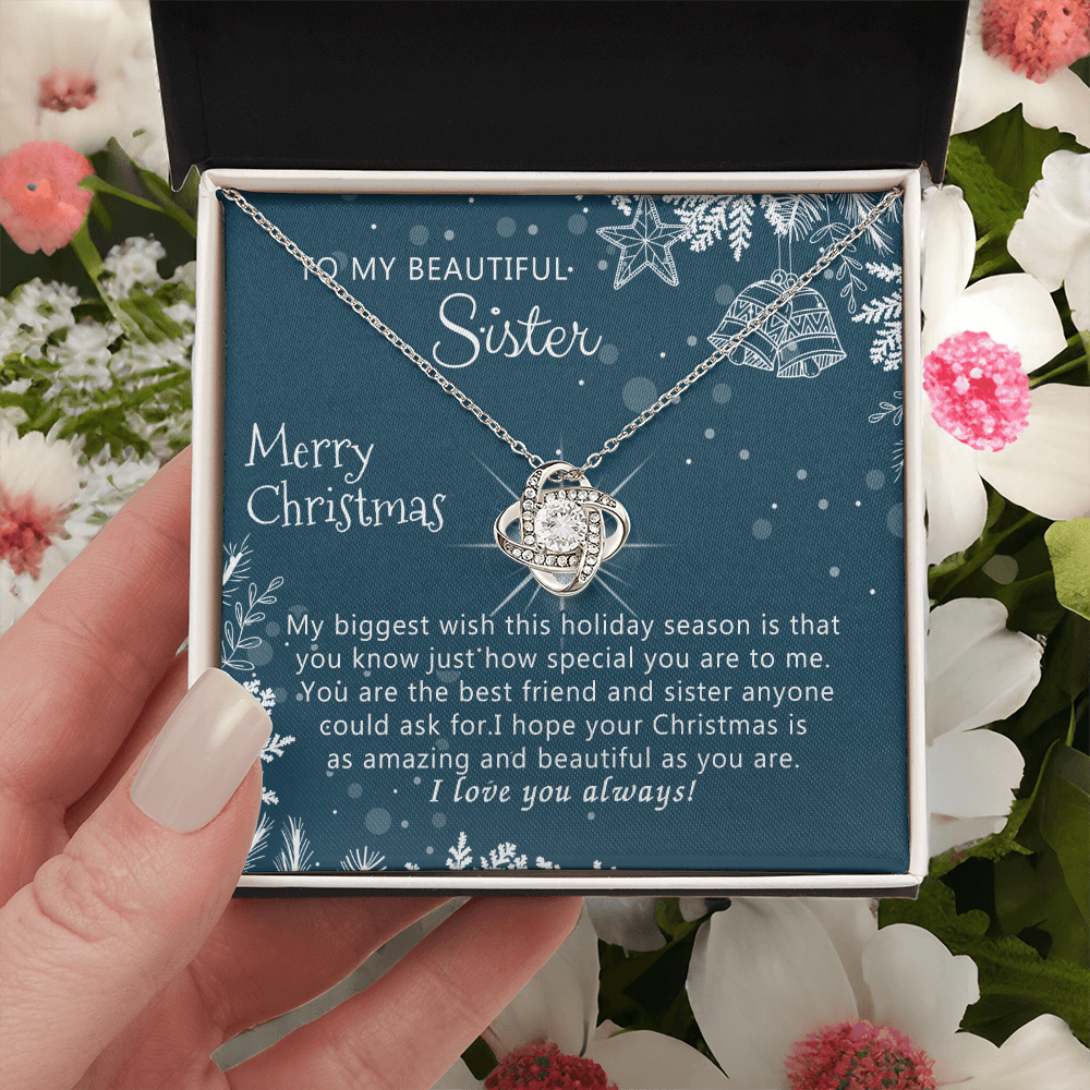 Personalized Gift Necklace, To My Beautiful Sisters Love Knot Necklace from Brother, Sisters Gift from Brother to Sisters Birthday Gift Necklace for Her, Jewelry Gift for Girls, Sister Gift Necklace