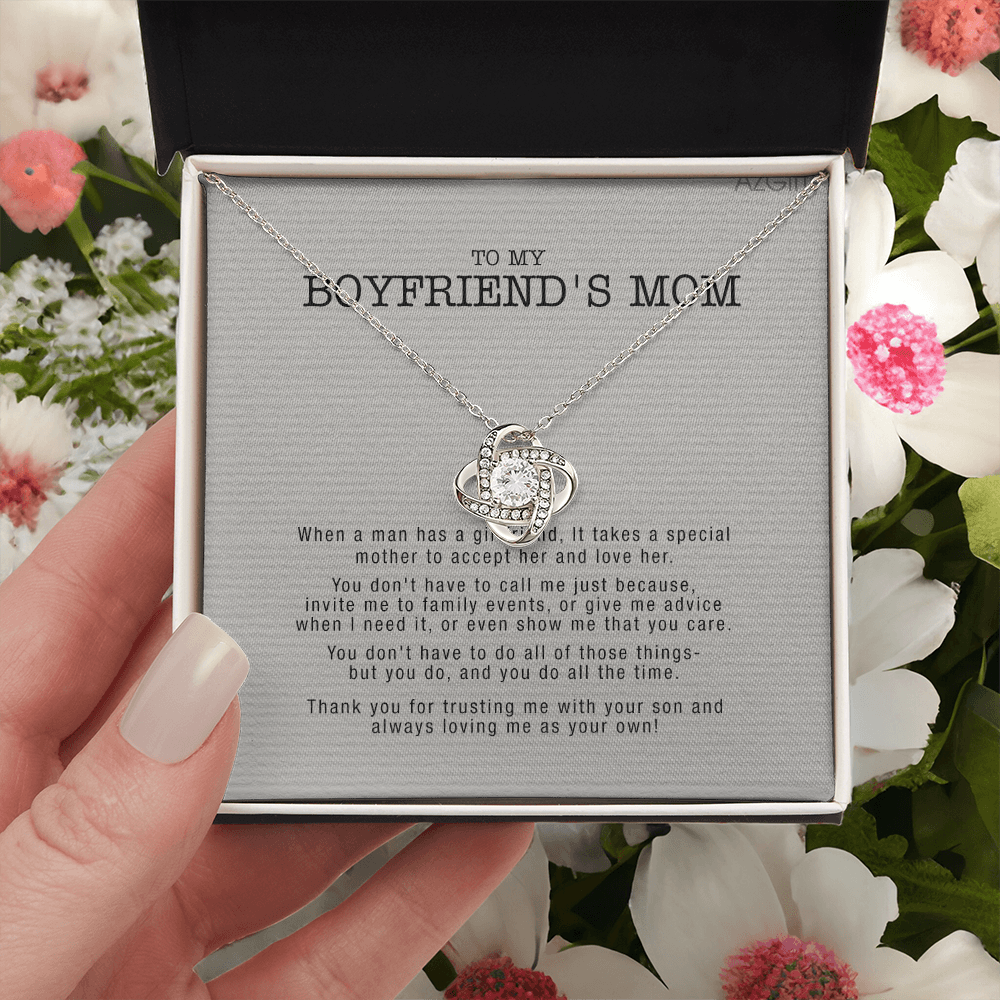 Gifts for Boyfriend's Mom Necklace, To My Boyfriends Mom Necklace, Boyfriend's Mom Gifts, Gifts For My Boyfriends Mom Love Knot Necklace From Man, Boyfriends Mom Christmas Necklace Mother's Day